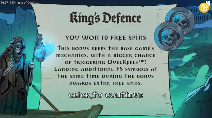 Dynasty of Death - aktiviranje besplatnih okretaja King's Defence