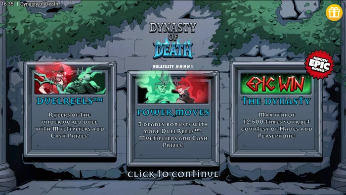 Dynasty of Death - glavni meni igre